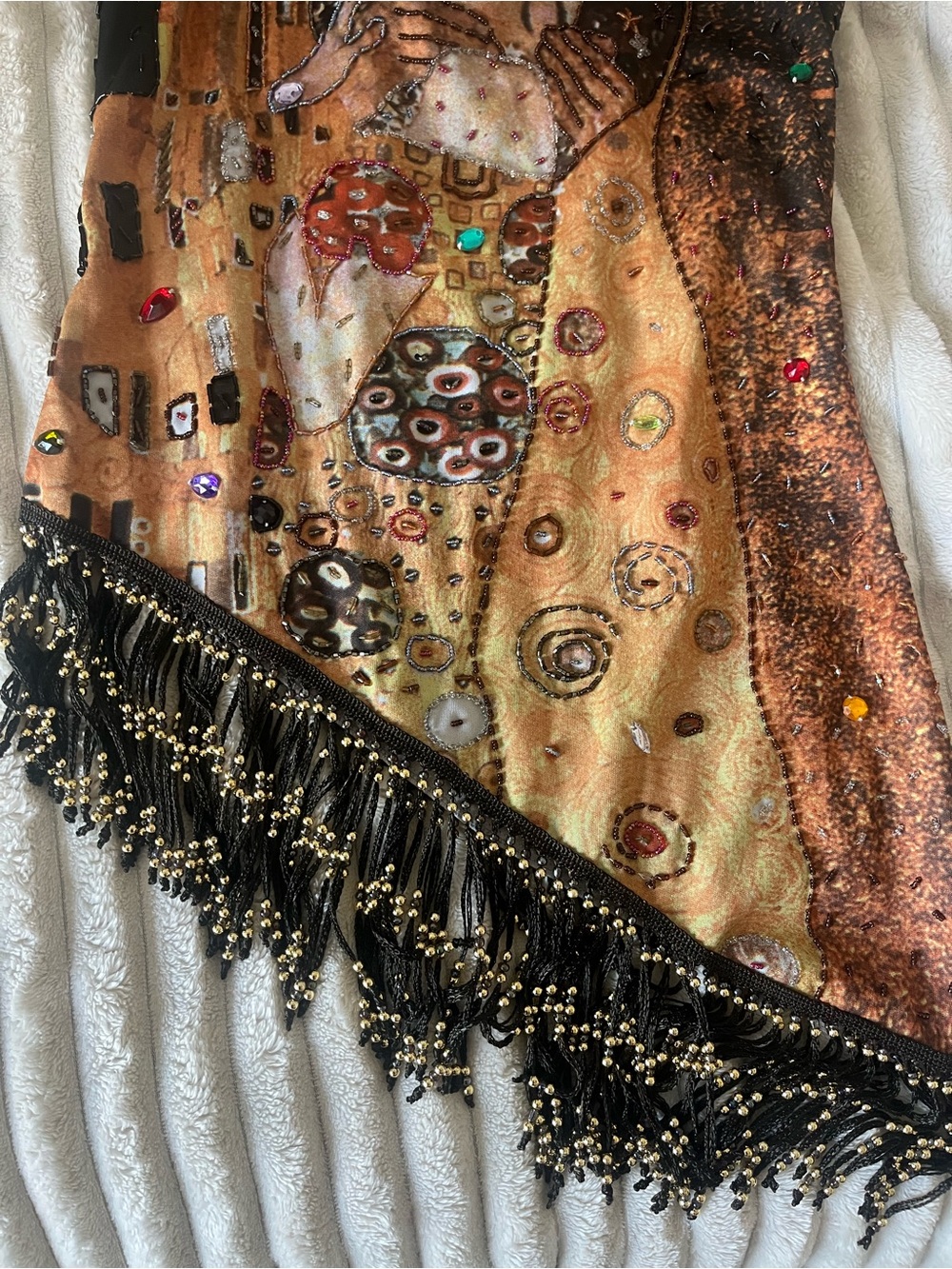 Asymmetric Beaded Fringe Klimt 'The Kiss' Embellished Top/Tunic - Picture 4 of 6